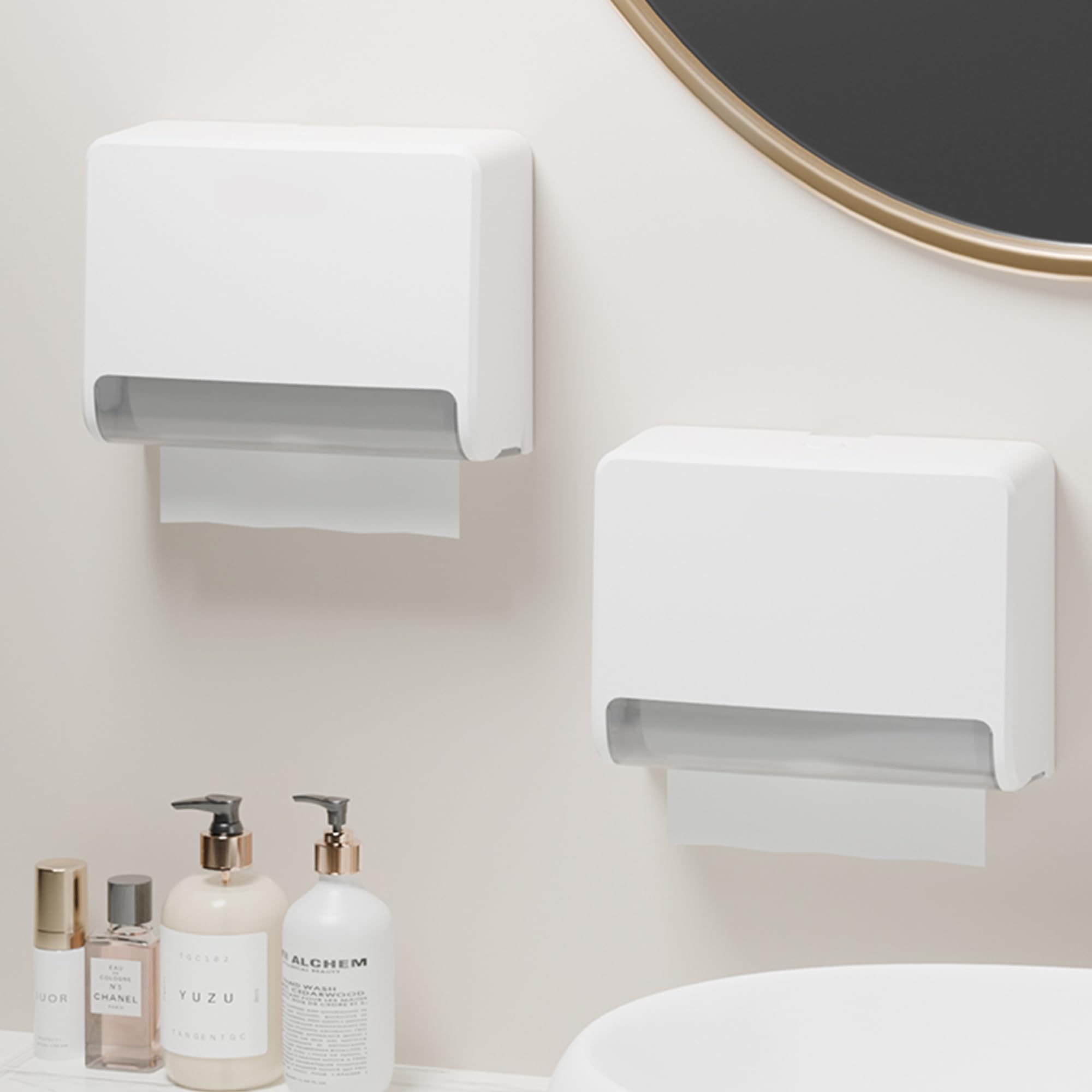 NICEME Distributeur de Serviettes en Papier, Support Mural Commercial, Adapté aux Maisons, Bureaux, Hôtels et Installations Commerciales, Blanc
