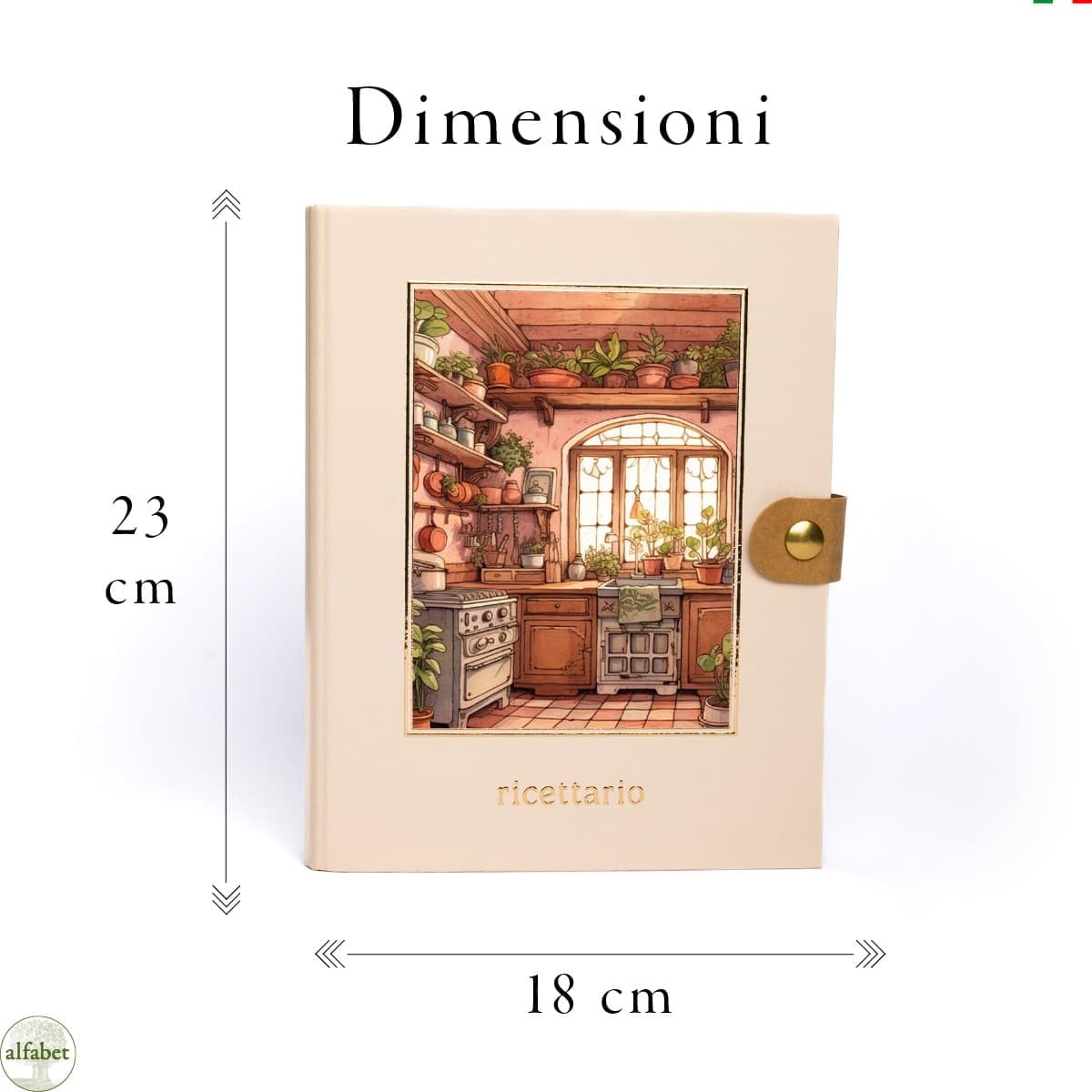 ALFABET - Ricettario Ad Anelli Da Scrivere, Scatola Regalo, Artigianale Italiano, Con Schede Tematiche, Carta Ecologica Stampata, Idea Regalo Per La Mamma, Per La Nonna, Per La Suocera, Cipria