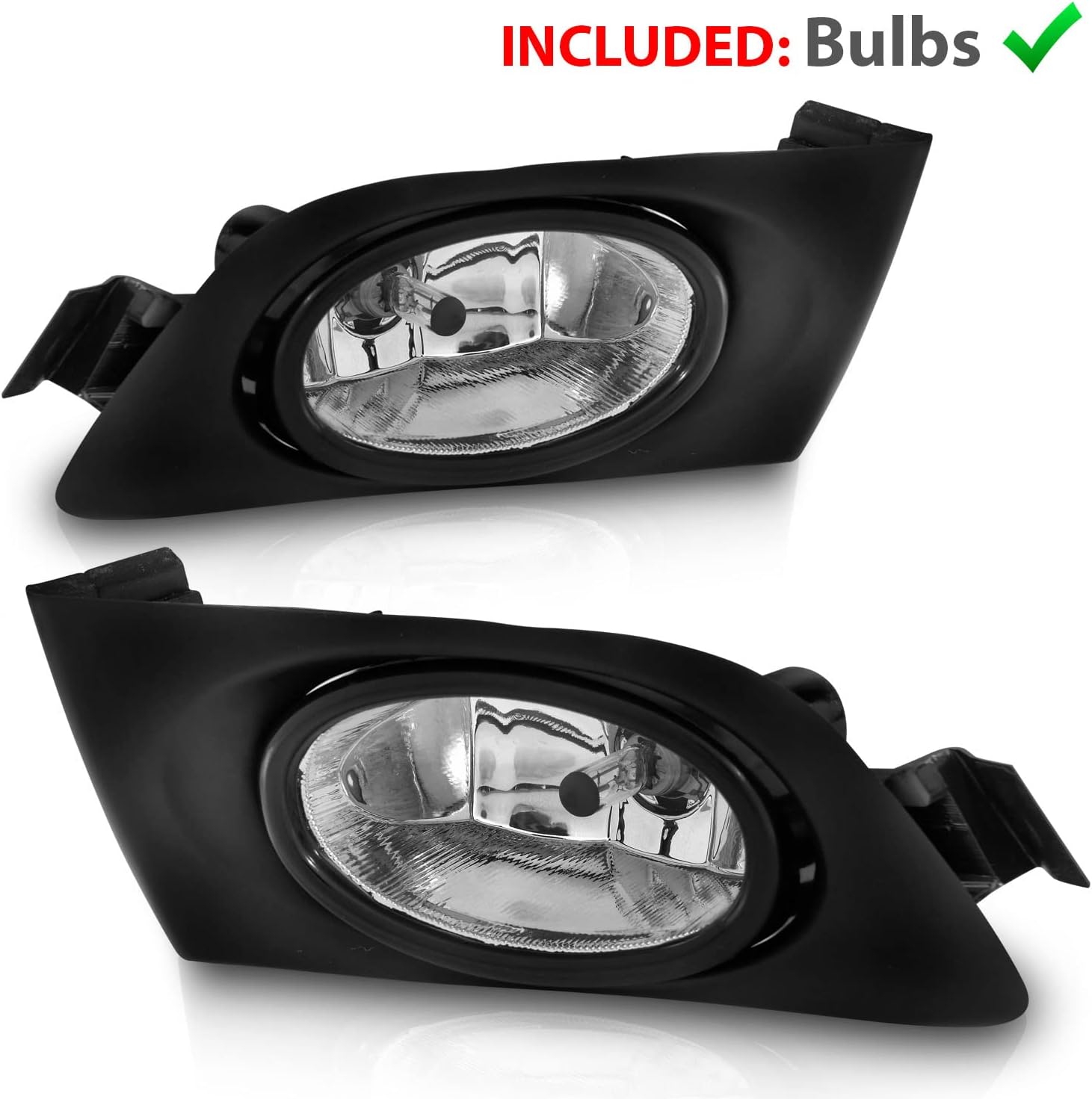 AmeriLite for 2001-2003 Honda Civic 2Dr/4-Door Clear Halogen Replacement Bumper Fog Light Assembly Pair - Passenger and Driver Side