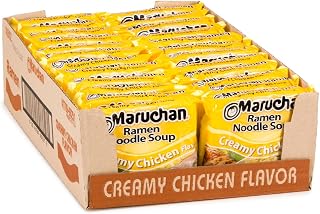 Maruchan Creamy Chicken Ramen Noodles, Instant Soup 3oz Packs, 24 Count - Quick 3-Min Cook Family Favorite