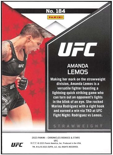 Miniatura 2 de AMANDA LEMOS RC 2023 Panini Chronicles #184 NM+-MT UFC MMA Fighting Rookies and Stars