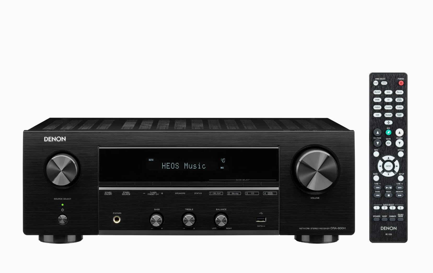 Denon DRA-800H Stereo Receiver and Amplifier, Alexa Compatible, 5 HDMI Inputs, Phono Input, Bluetooth and WiFi, DAB+ Radio, Music Streaming, AirPlay 2, HEOS Multiroom