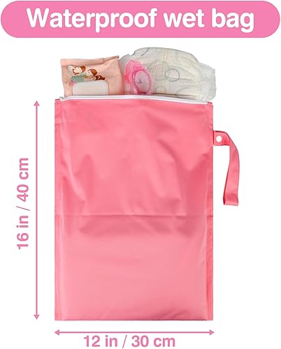 Miniatura 2 de Bolsa impermeable a prueba de desorden, paquete de 2 unidades, reutilizables, bolsas húmedas para trajes de baño y ropa de bebé, bolsa húmeda a