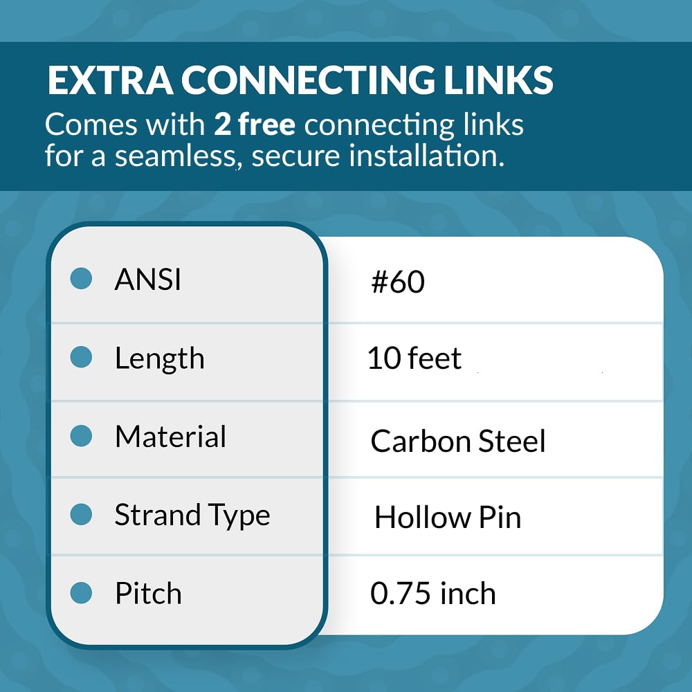 PGN #60HP Hollow Pin Roller Chain x 10 feet + 2 Connecting Link