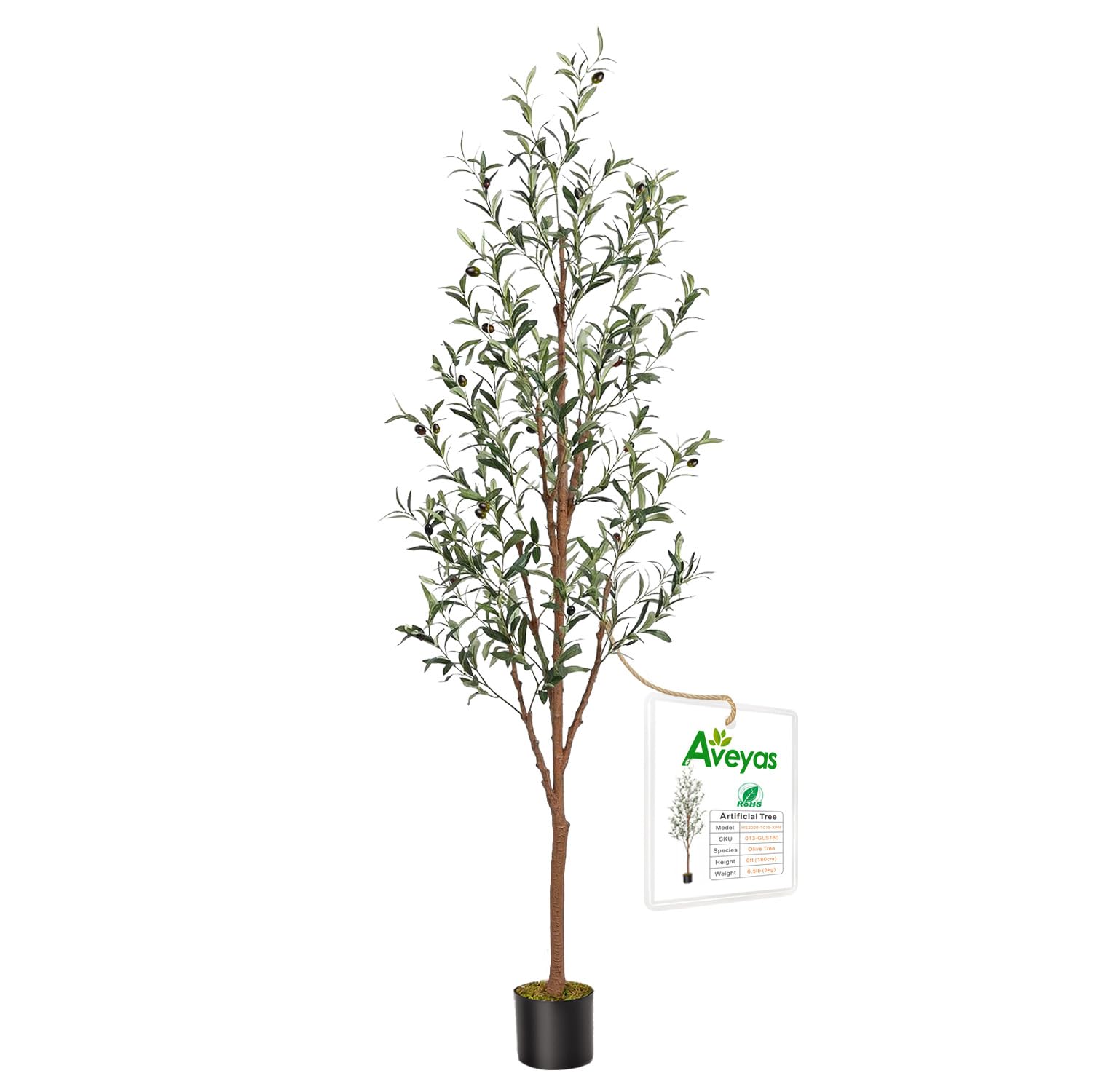 Aveyas 6ft Artificial Olive Tree for Home Decor, 6 Feet Faux Plant Fake ...