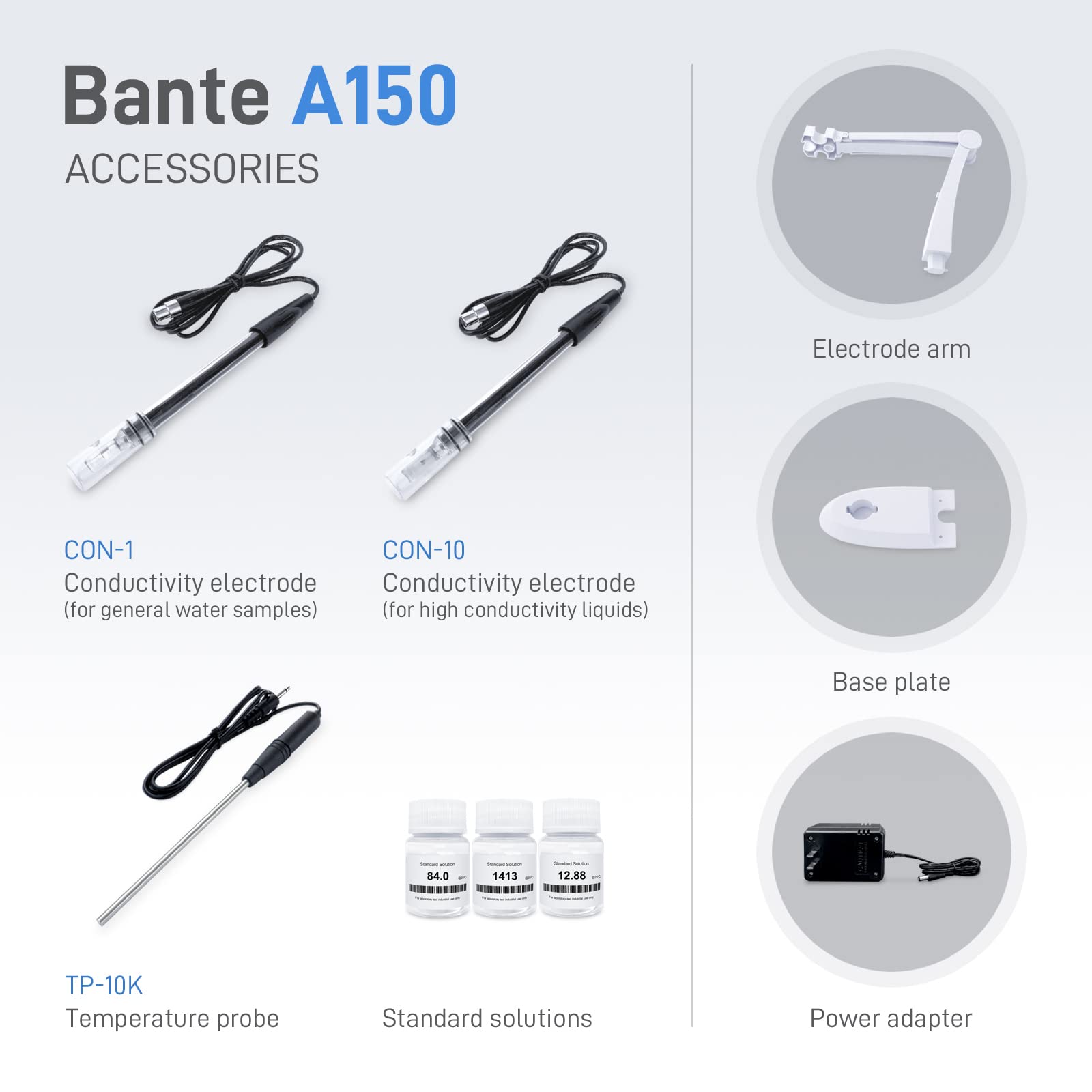 Bante A150 Laboratory Conductivity Meter | Benchtop Conductivity/TDS/Salinity Meter | Accuracy ±0.5% F.S. | 7 inches TFT LCD | 1000 Sets of Data ...