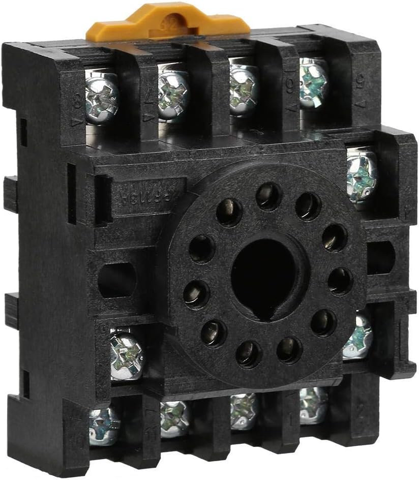 11-pin relay base, Power relay base plug, 250VAC 7A, bolt and rail type installation method, fire-retardant, for time relay JQX-10F / 2Z, JTX-2C, JMK2P-I