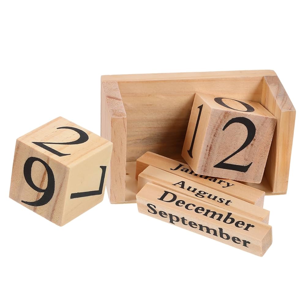 Amazon | 木製ブロックカレンダー カレンダー像 木製卓上 卓上