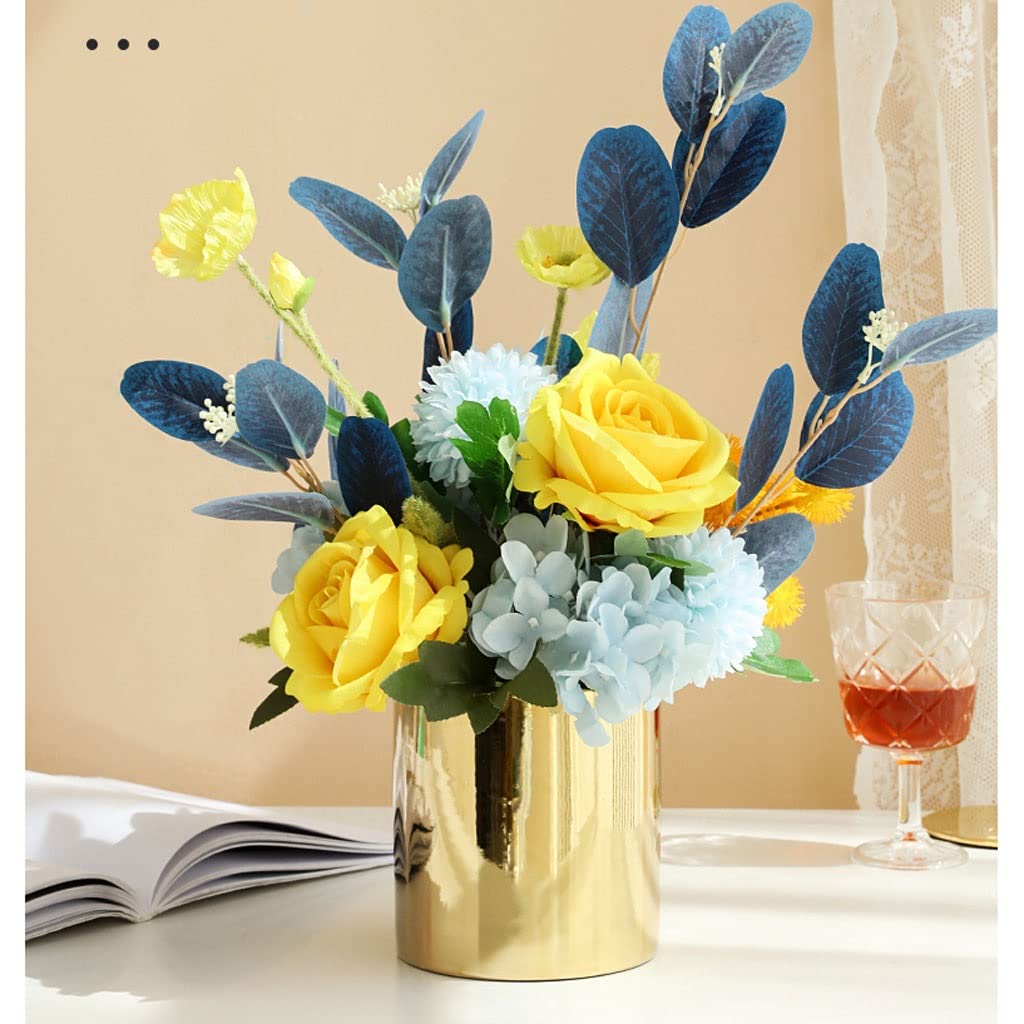 Ramo de Flores Artificiales Falsas de Alta Gama, de Tela de Seda, jarrones de cerámica Gouda para decoración navideña del hogar, arreglos Ornamentales para mesas de Boda.