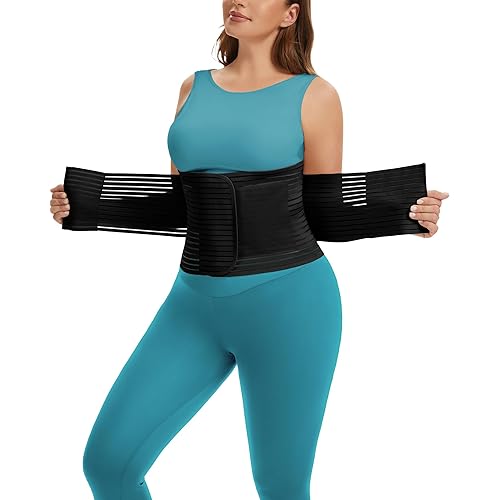 Channo Abdominal Binder for Men & Women: Post Surgery Compression Belly Band Hernia C-Section Support (Black,XL,1-Pack)