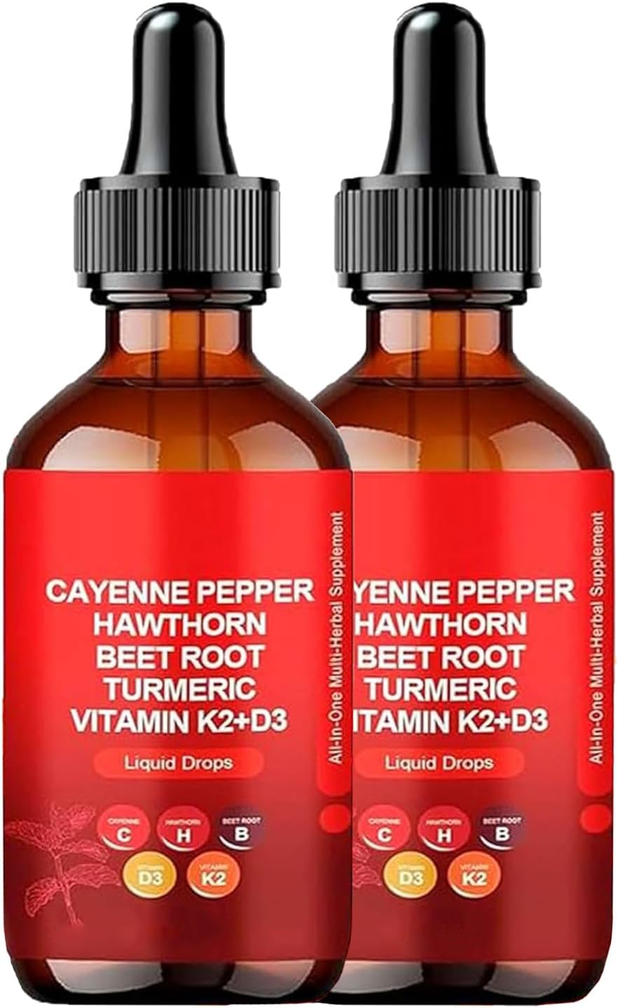Cayenne Pepper Drops,Cayenne Pepper Extract, 60ml Natural CayennePepper Liquid Drops(2 Bottles)