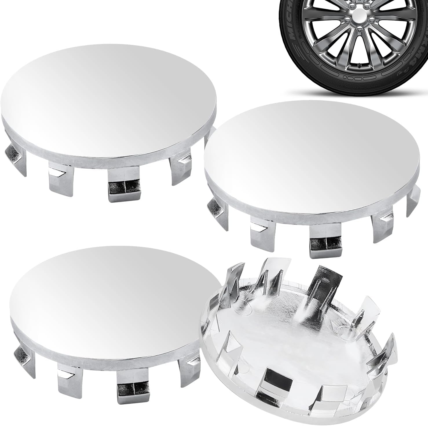 4Pcs Hub Centre Caps for Smart Brabus, Wheel Center Hub Caps Rim AutoDecor Accessories Waterproof DustProof Car Wheel Center Cover,Silver-56mm
