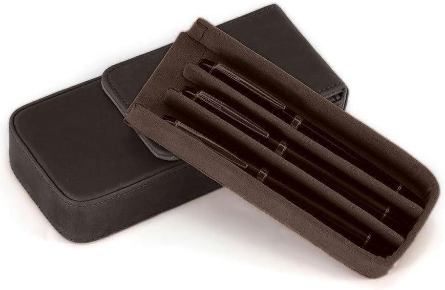 Leather Fountain Pen Case Collector Organizer,Pencil Case Handmade Pen Protective Sleeve (Magnetic 3 slots)