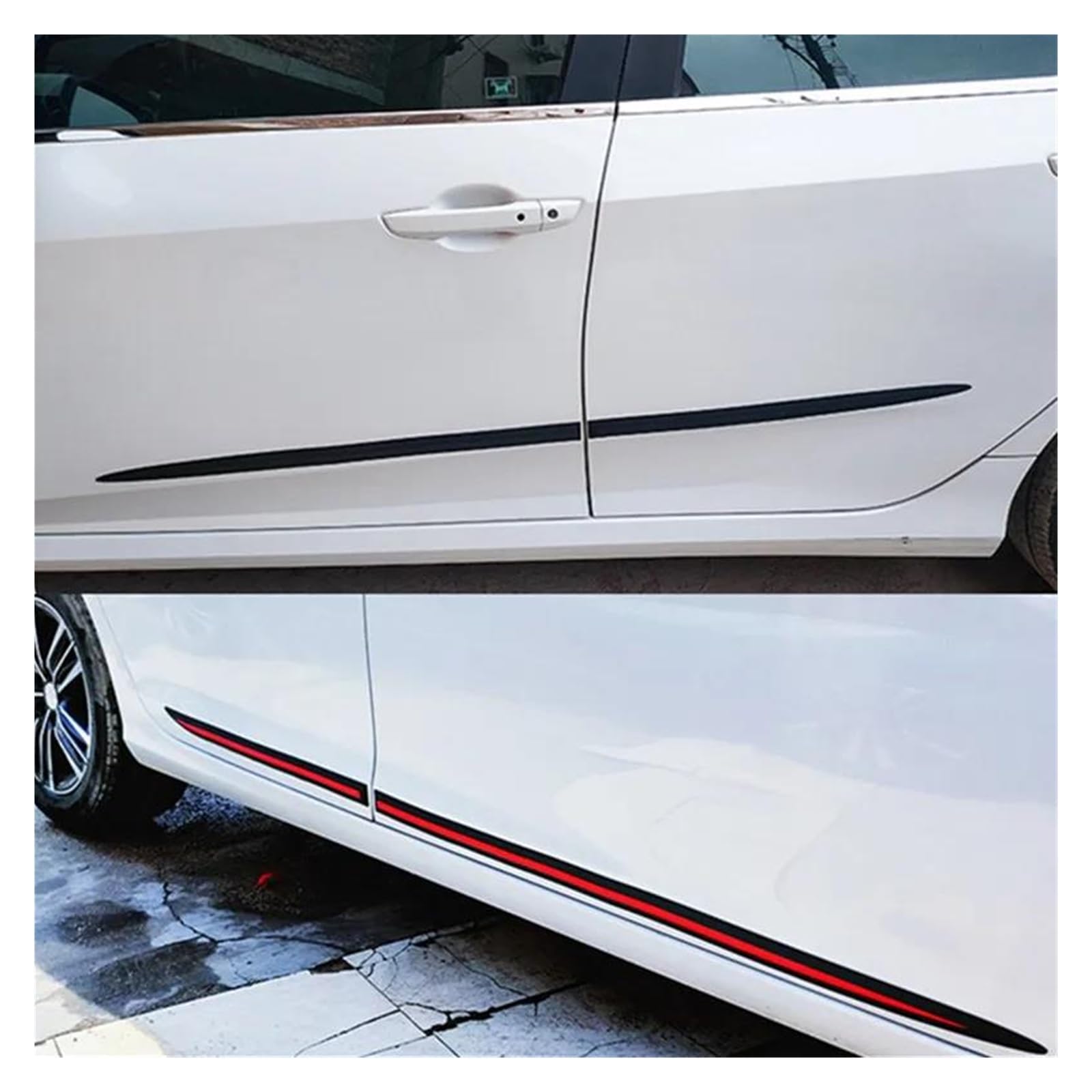 Divisor Protector Borde Puerta Lateral Coche Tira Suave Protección Adhesivo Decorativo Antiarañazos 75-60 Cm Largo Faldón Lateral(Negro)