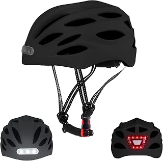 Adult Bicycle Helmet with Safety-Certified USB Port Featuring Adjustable Front and Rear LED Lights Suit for MTB Road Bike.