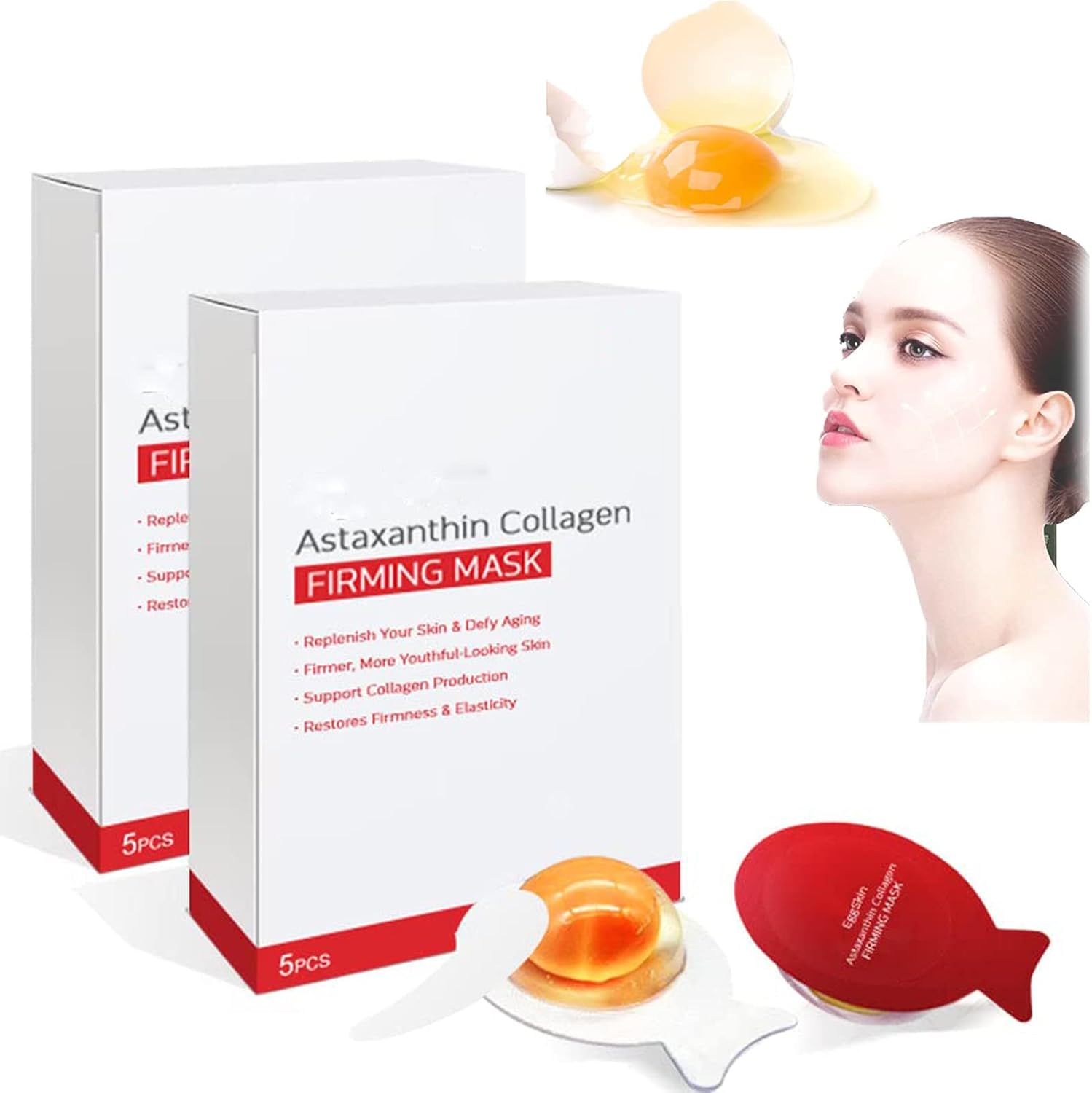 Astaxanthin Collagen Firming Mask, Egg Face Mask, WashFree Collagen