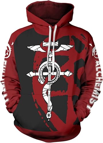 Weixu Sudadera con capucha de anime 3D Edward Elric Roy Mustang, unisex, para cosplay