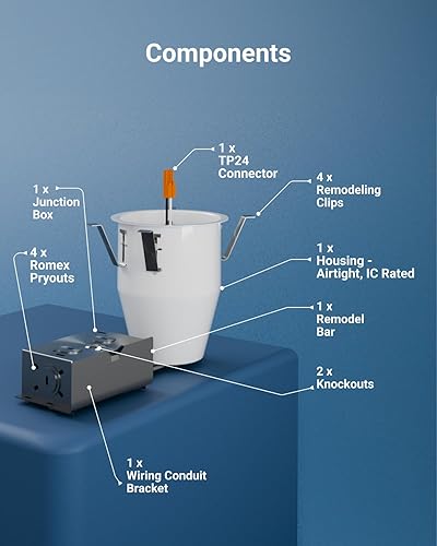 Miniatura 6 de Sunco Lighting Luces de lata para techo de 4 pulgadas carcasa de iluminación empotrada 120-277 V conector TP24 incluido lata de acero hermética