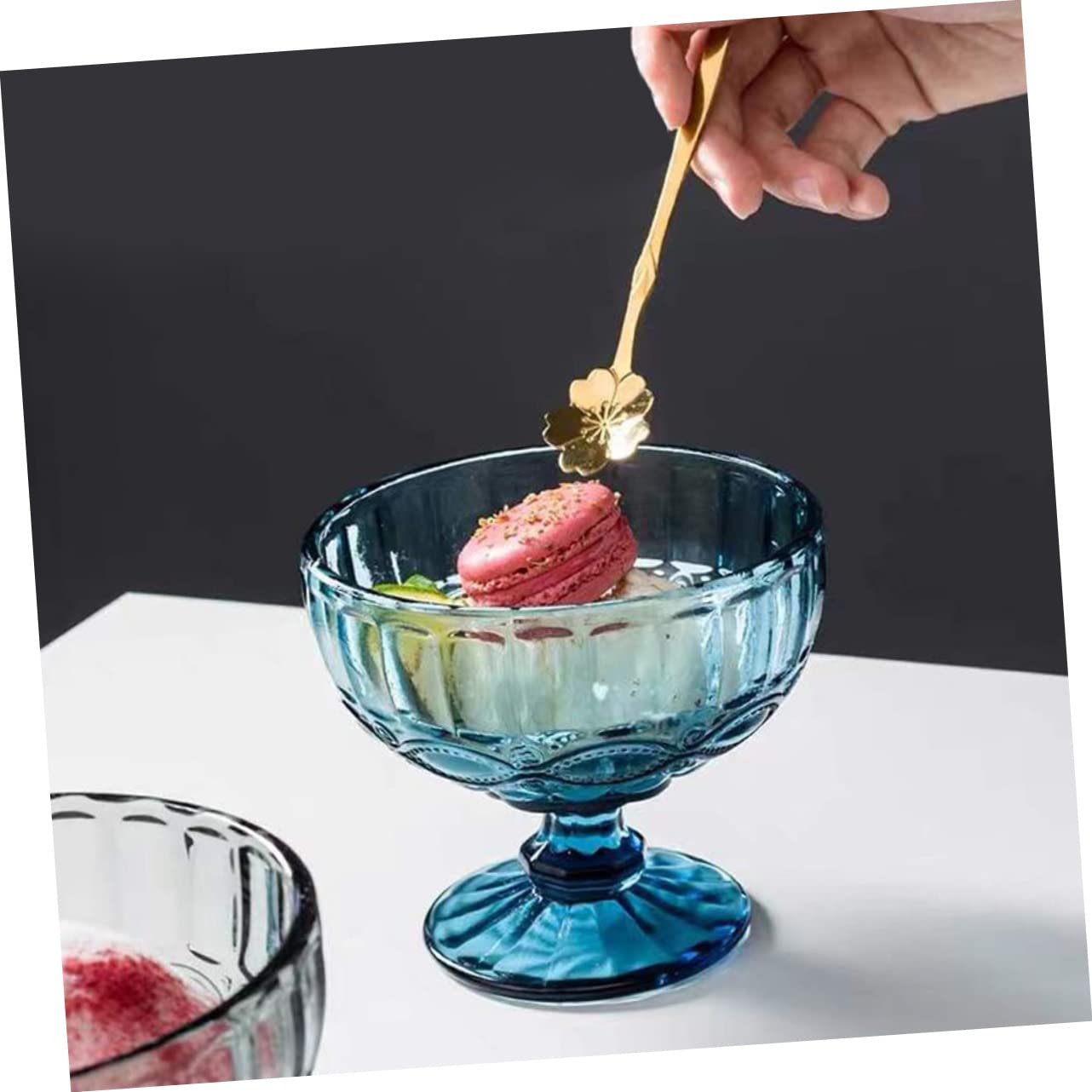 DECHOUS Transparente Eisbecher und Sicher aus Glas 3 Stück Hitzebeständig mit Elegantem Blumenmuster für Festliche Anlässe und Restaurants