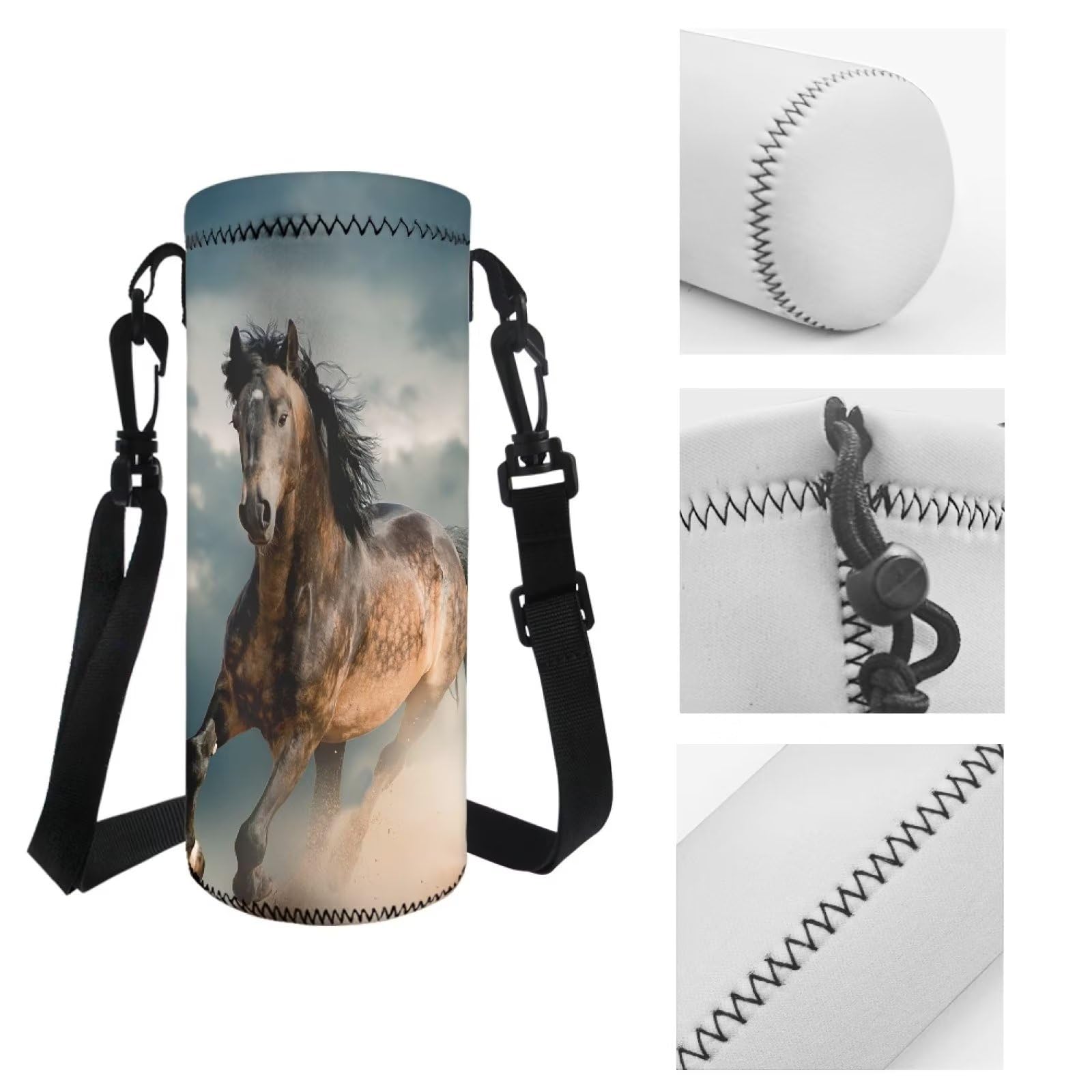 ZDCUSTOM Neoprene Water Bottle Sling Bag Carrier - Adjustable Shoulder Strap, Holds Up To 1000ml