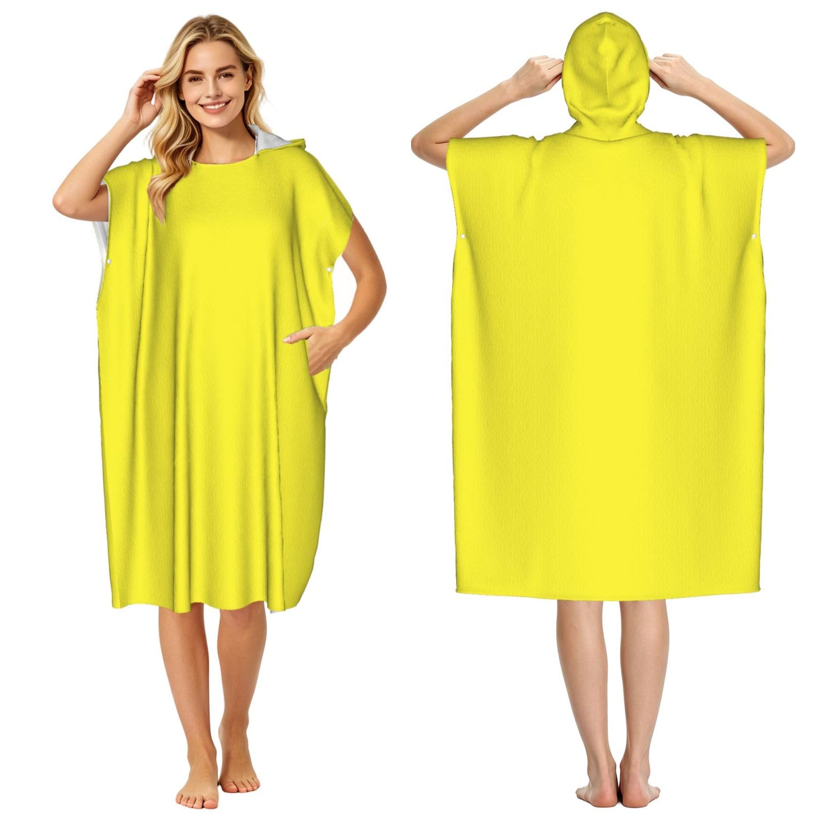 DTHKJNLSF Lemon Yellow Adult Hooded Beach Poncho Towel
