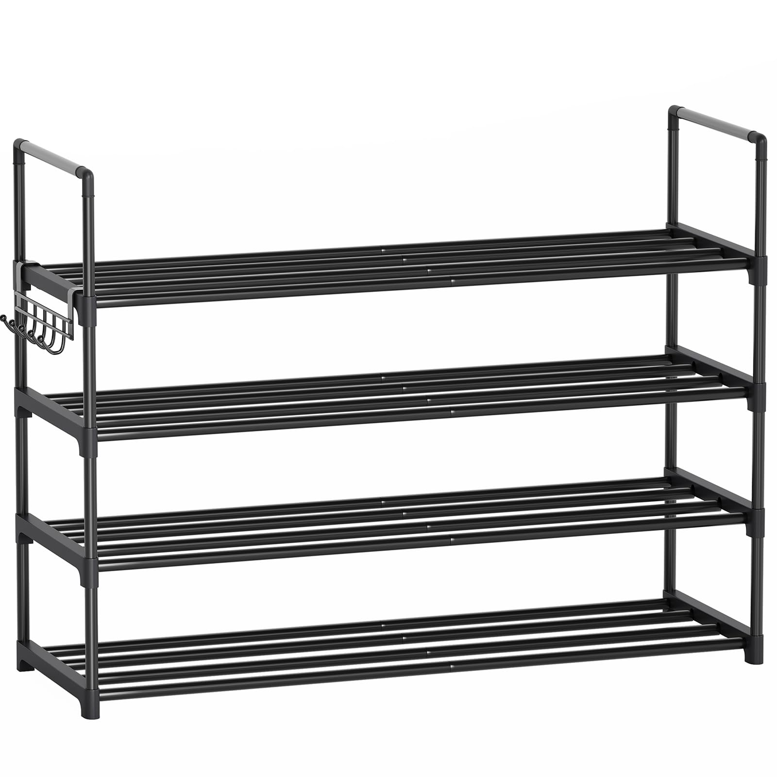 Shoe Rack, 4 Tier Shoe Organizer, Metal Shoe Rack for Closet, Shoe Storage for Front Door Entrance, Closet & Entryway, Easy to Assemble