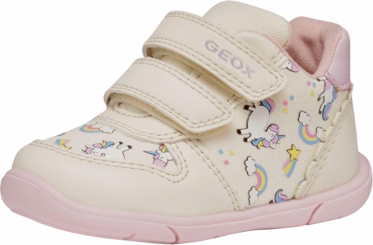 Geox B ZAPITO Girl A, Baby - Mädchen Sneaker, Ivory/Pink,