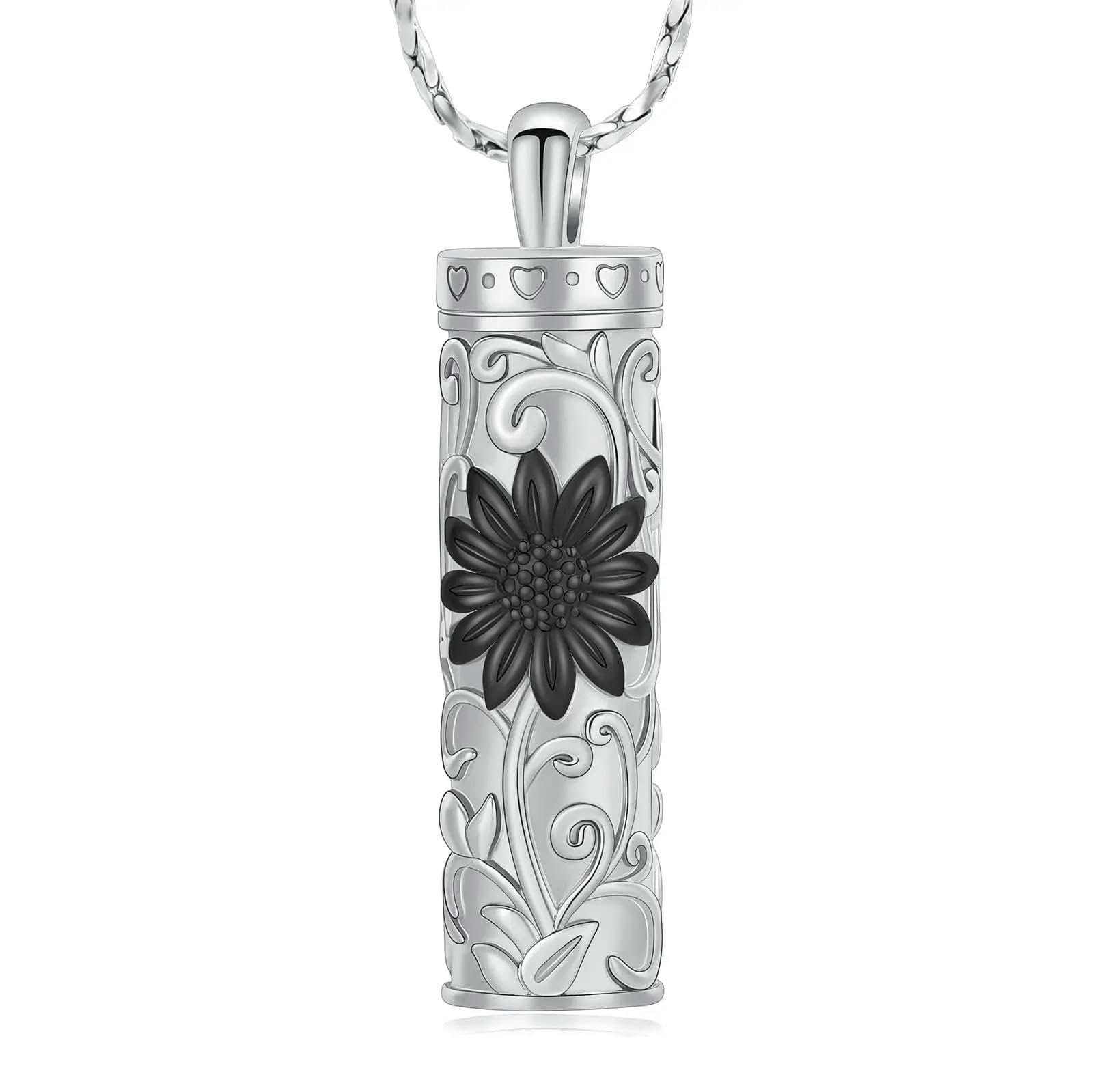 Collier urne funéraire tournesol en acier inoxydable pour cendres et souvenir