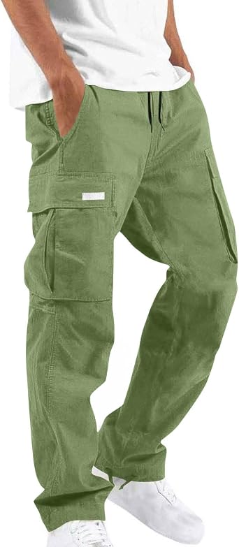 ABABC Cargo Pants for Men Loose Fit Casual Drawstring Y2K Baggy Pants