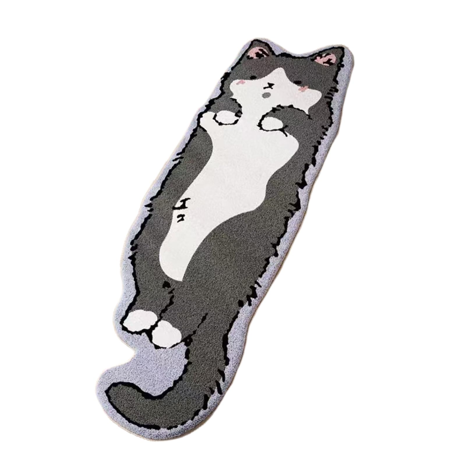 OADAA Cat Tufted Rug - 40X120cm, Cat Shaped Rug, Irregular Shaped Rugs, Washable Absorbent Non-Slip Fun Animal-shaped Cartoon Room Floor Mat, Soft Bedside Rugs for Bedroom, Cats Doormat (Style E)