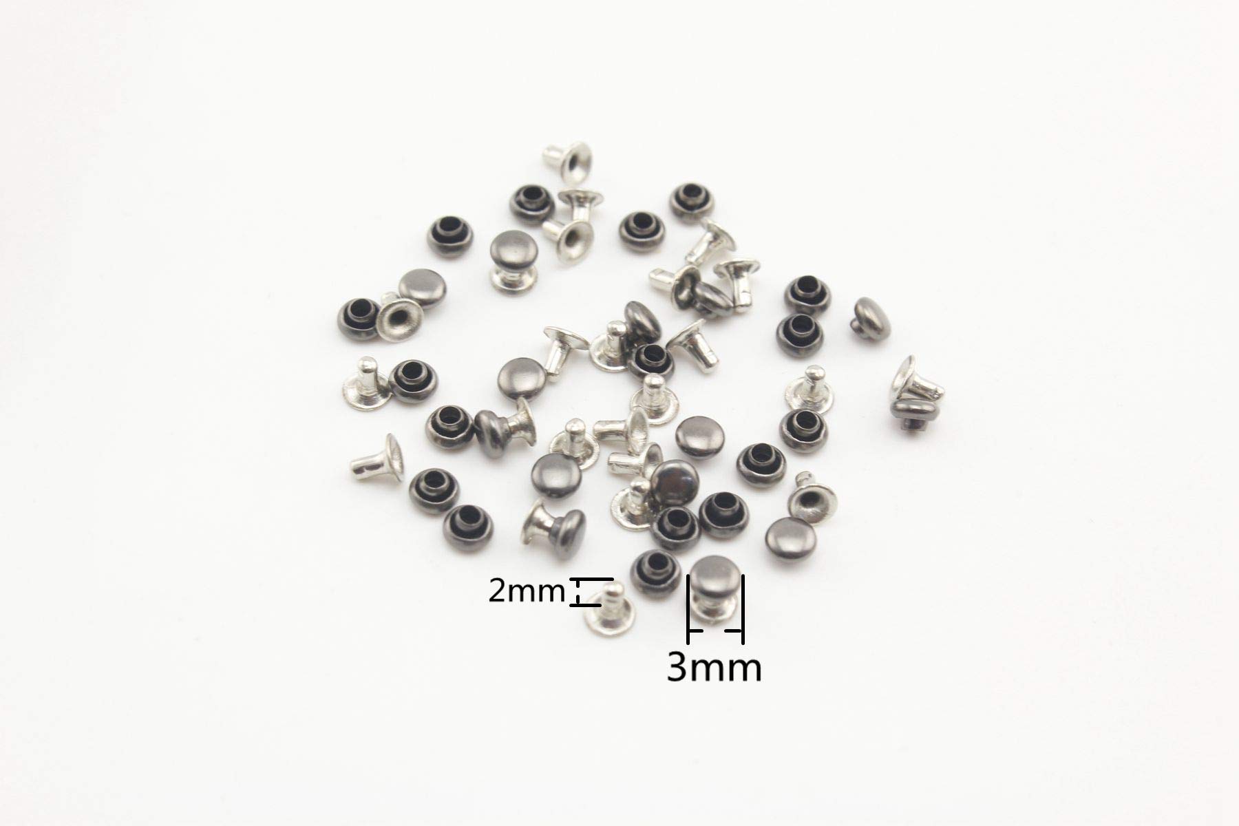 50 Rivets Plats Double Pointes En Fer – 3 Mm – Gris – Pour Cuir, Sacs, Vêtements, Chaussures