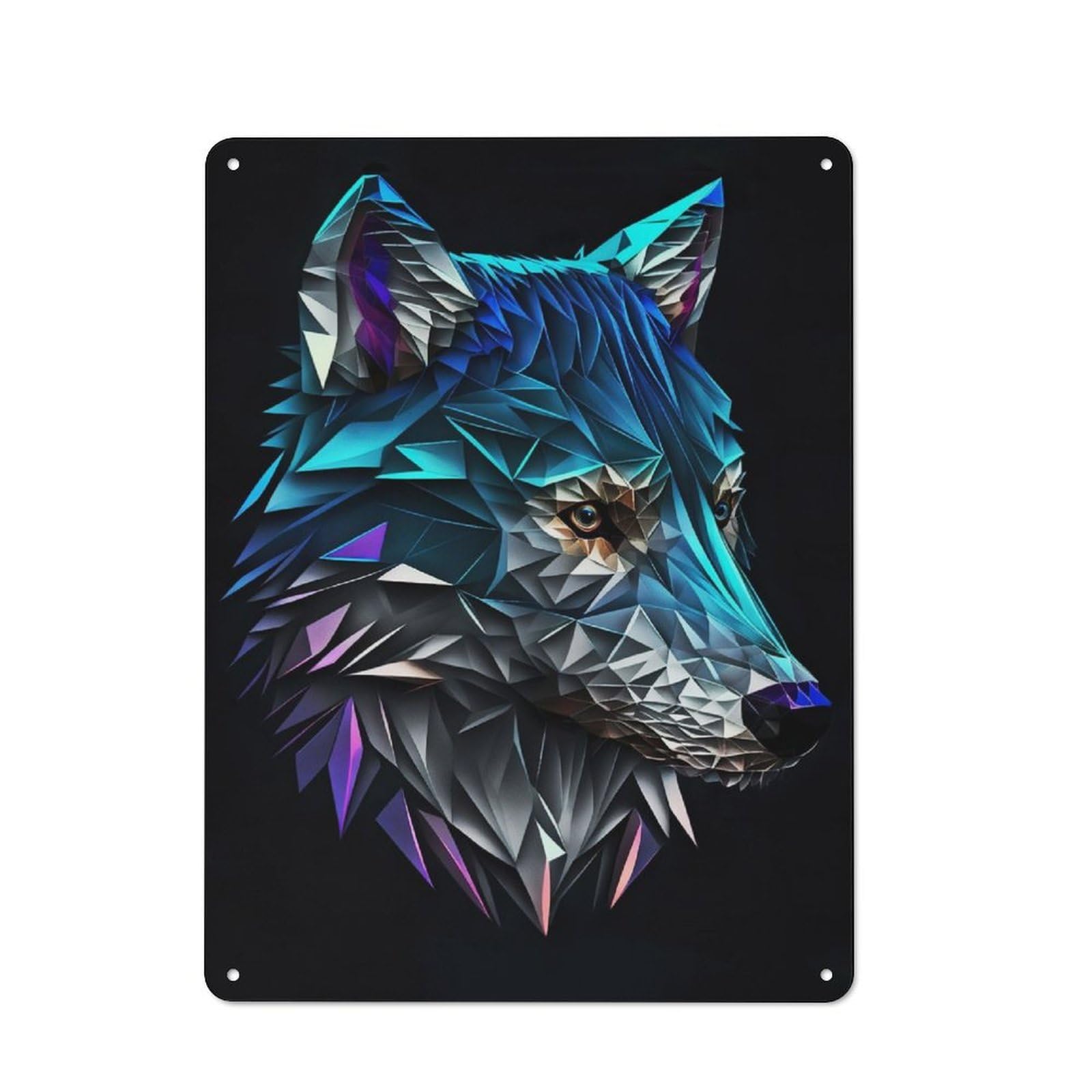 Junmoney Black Wolf Tin Wall Plaque 40X30cm With For Pub Or Café, For Collectors Of Retro Metal Wall Decor