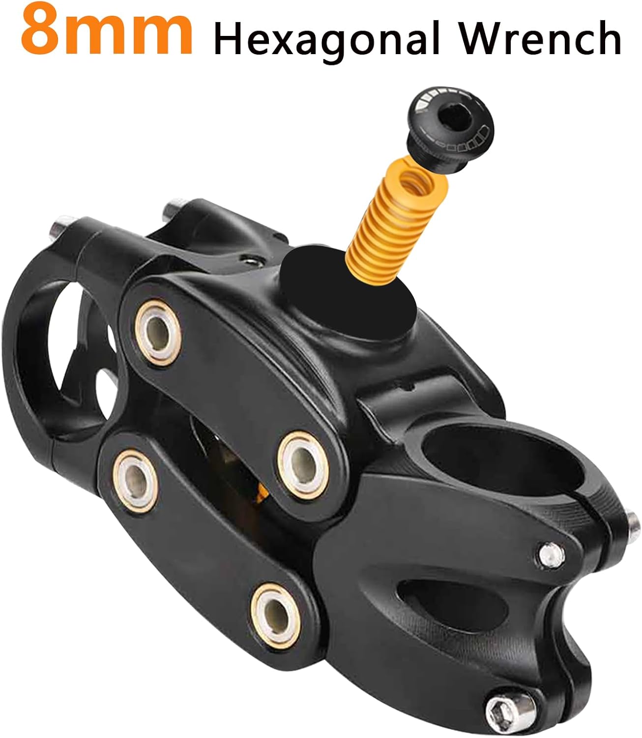 Suspension Stem for Bikes, Shock-Absorbing Handlebar Stem with 4 Replaceable Coil Springs of Different Stiffnesses for Road Hybrid BMX Mountain Bike