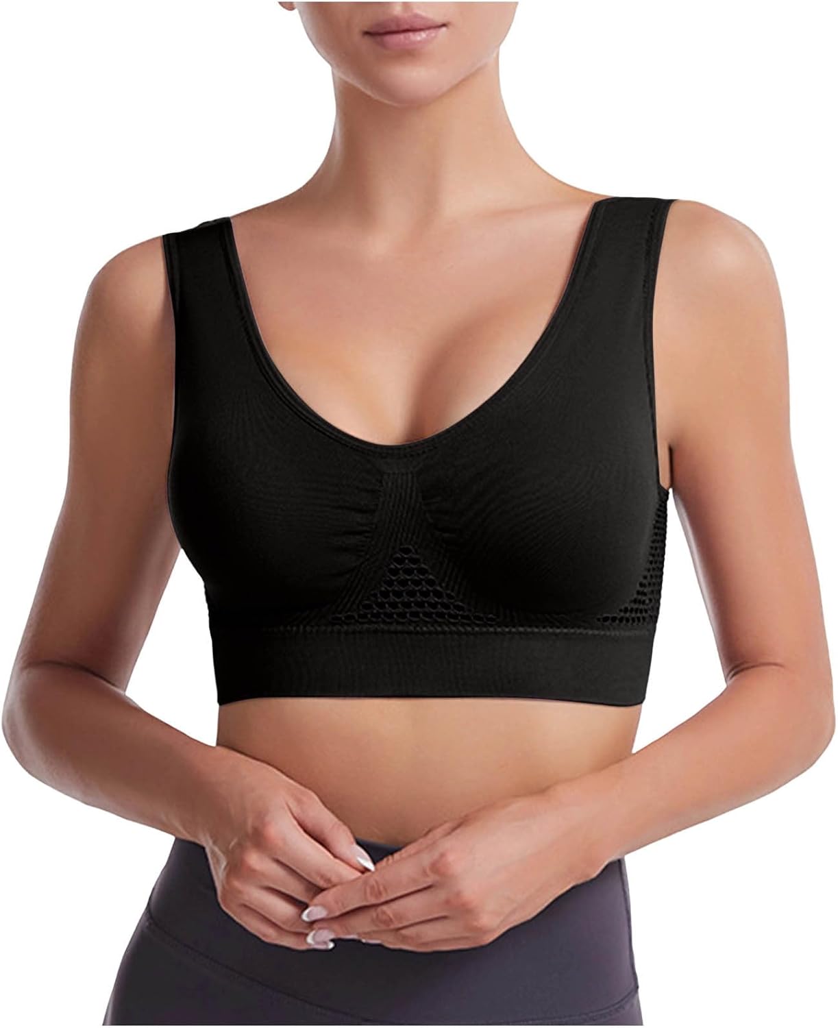 bmkBWO 3 Pack Sports Bras for Women Breathable Anti-Sagging Wireless Bras Plus Size High Support Cooling Lift Up Air Bra - Image 8