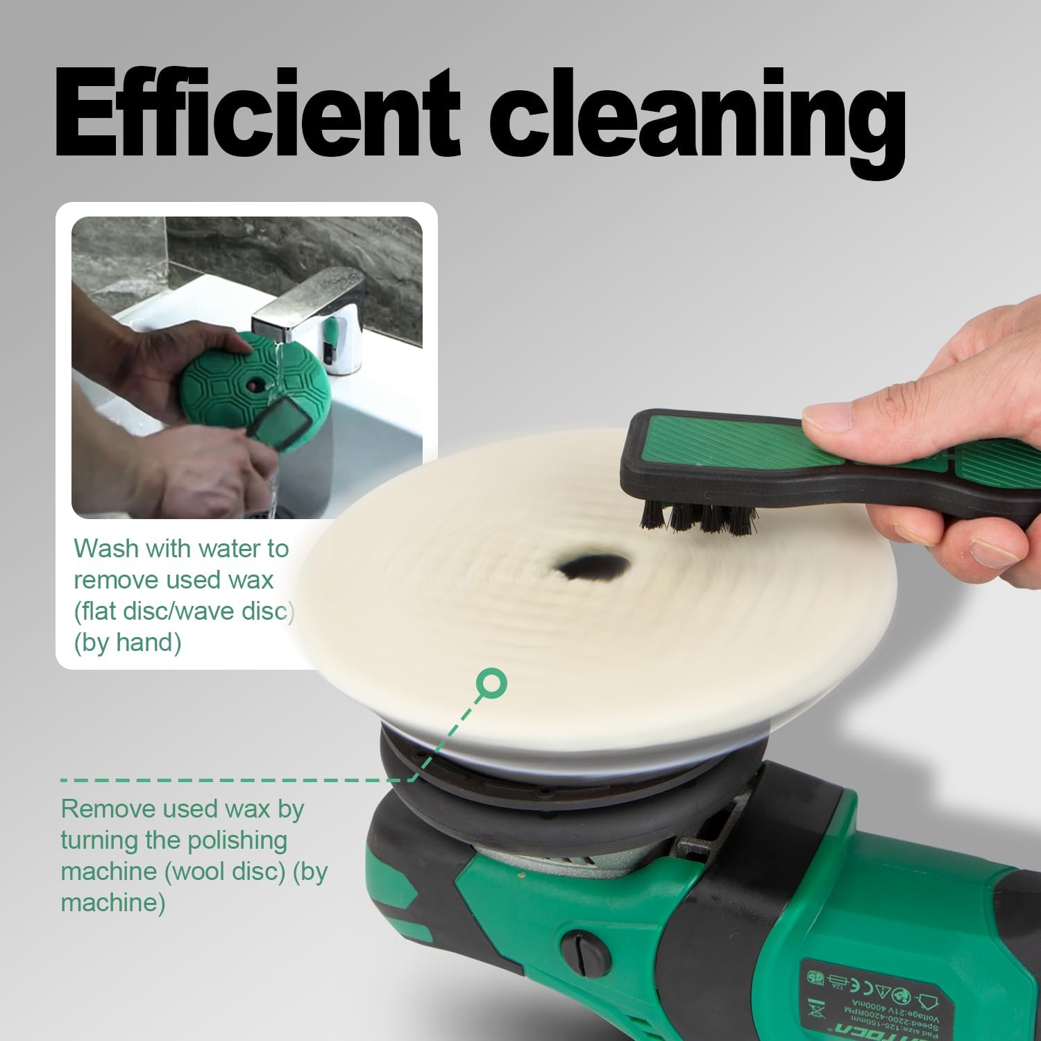 BATOCA Foam Buffing Polishing Pad Conditioning Brush, Cleaning Recondition Spur Tool for Woolen, Microfiber Polishing Compound Pads, Bonnets, 2 Pack - Image 3