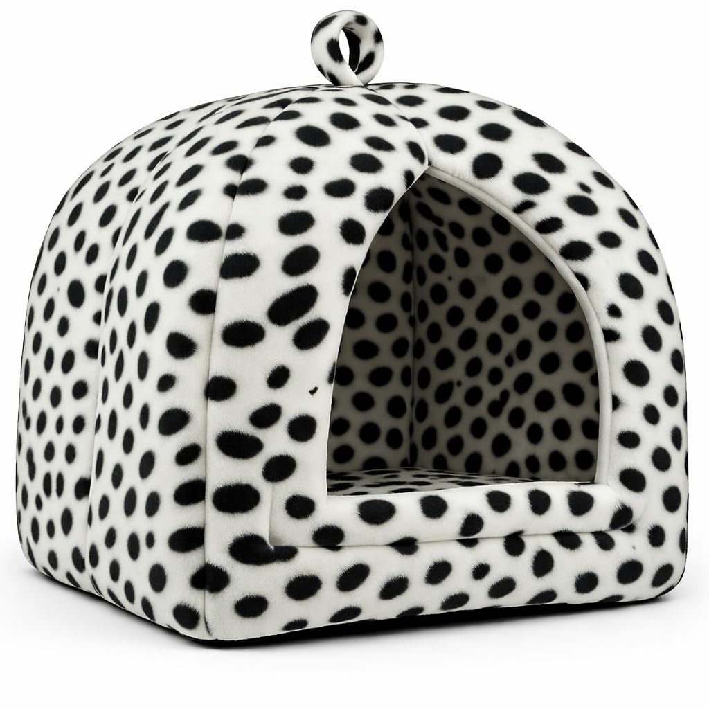 Igloo Pet Bed – Cozy Fleece Cat & Dog House Cave for Kittens & Small Pets – Soft Washable Pyramid Bed for Indoor Warmth & Comfort (Grey, One Size)
