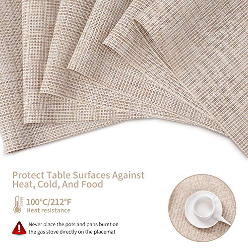 Senday Placemats, Set Of 8 Heat-Resistant Placemats Stain Resistant Anti-Skid Placemats For Kitchen Table, Washable Durable Pvc Table Mats Woven Vinyl Placemats #TOP2