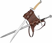 Vista 3 de HZMAN Espada de tótem vikingo medieval, rana ajustable de piel sintética, doble espada, Cosplay Renacimiento LARP
