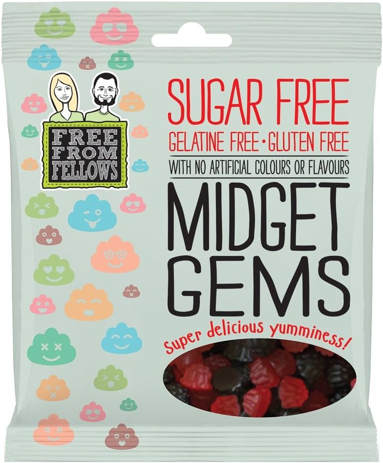 Midget Gems Sugar, Gelatine & Gluten Free Jellies Sweets 100g (Pack
