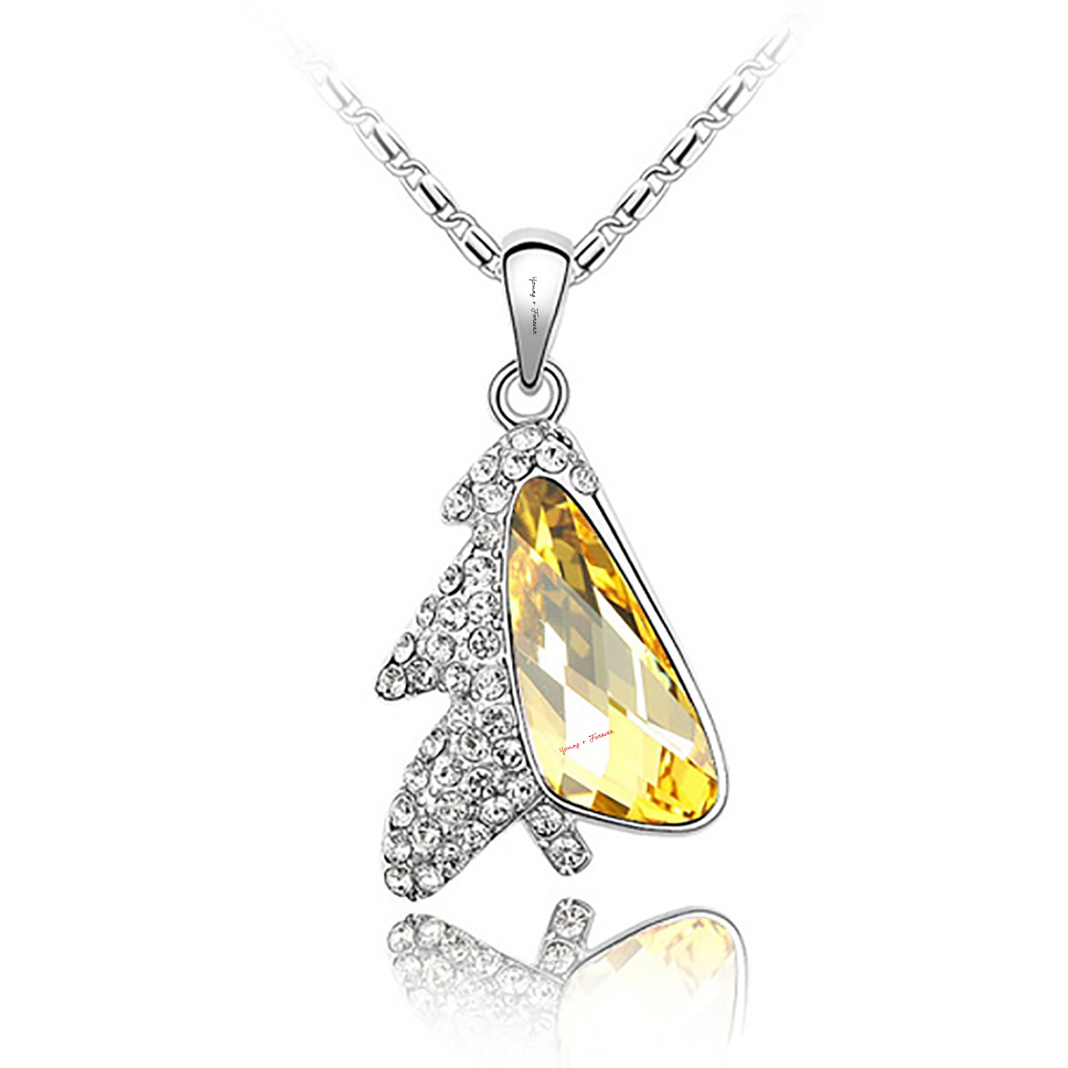 Gift Timeless Treasure Eye-catching Yellow Christmas Tree Pendant for Women Embellished with Austrian Crystals Western Austrian Crystals Zirconia Necklace for Girls Fancy-image-43