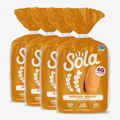 Sola Bollos para perros calientes, trigo dorado (paquete de 4)