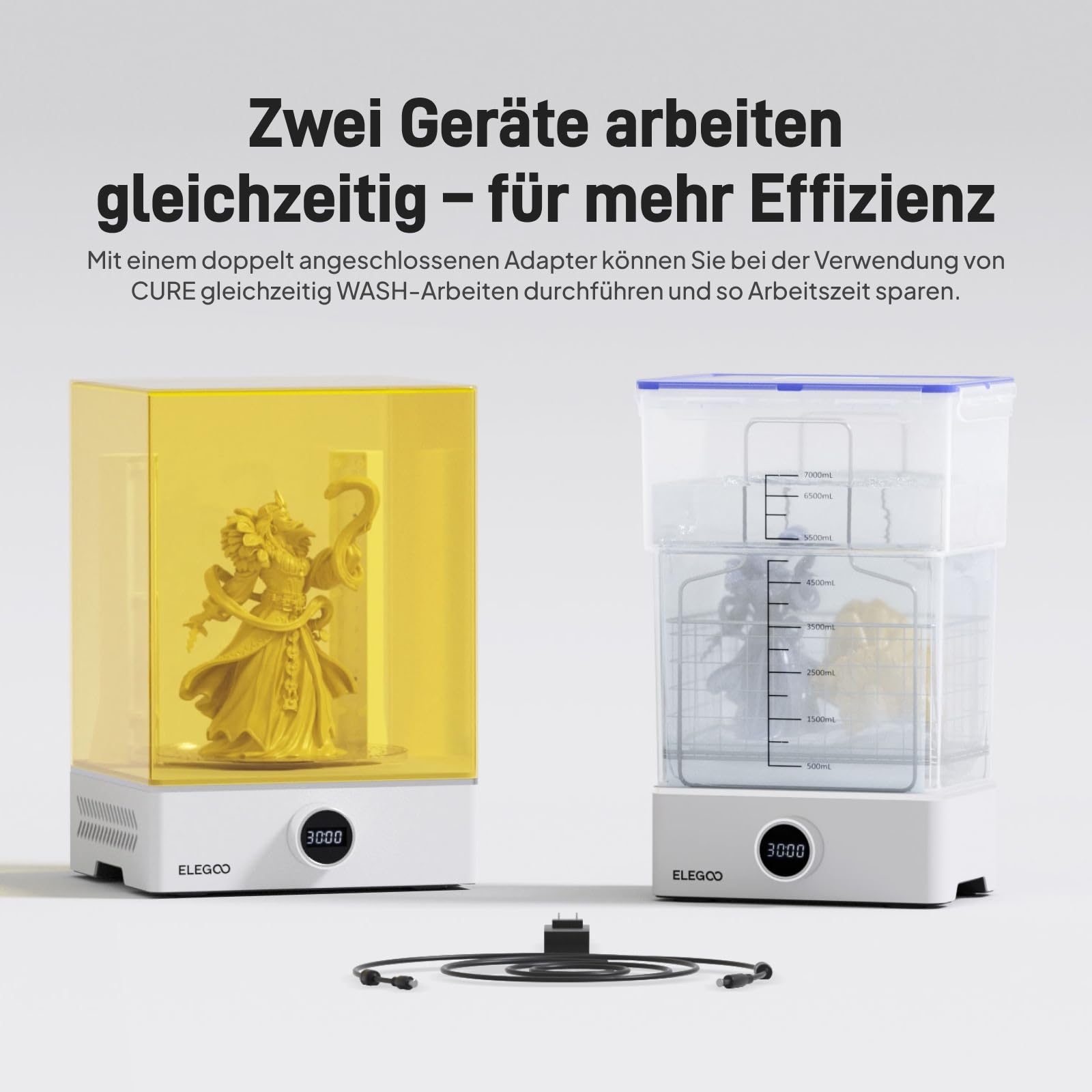 ELEGOO Mercury XS Bundle Machine Wash & Cure Separate Reinigungs- und Aushärtungsstation für große 3D-Harz-Druckmodelle mit tragbarer UV-Lampe, kompatibel mit ELEGOO Saturn und Mars