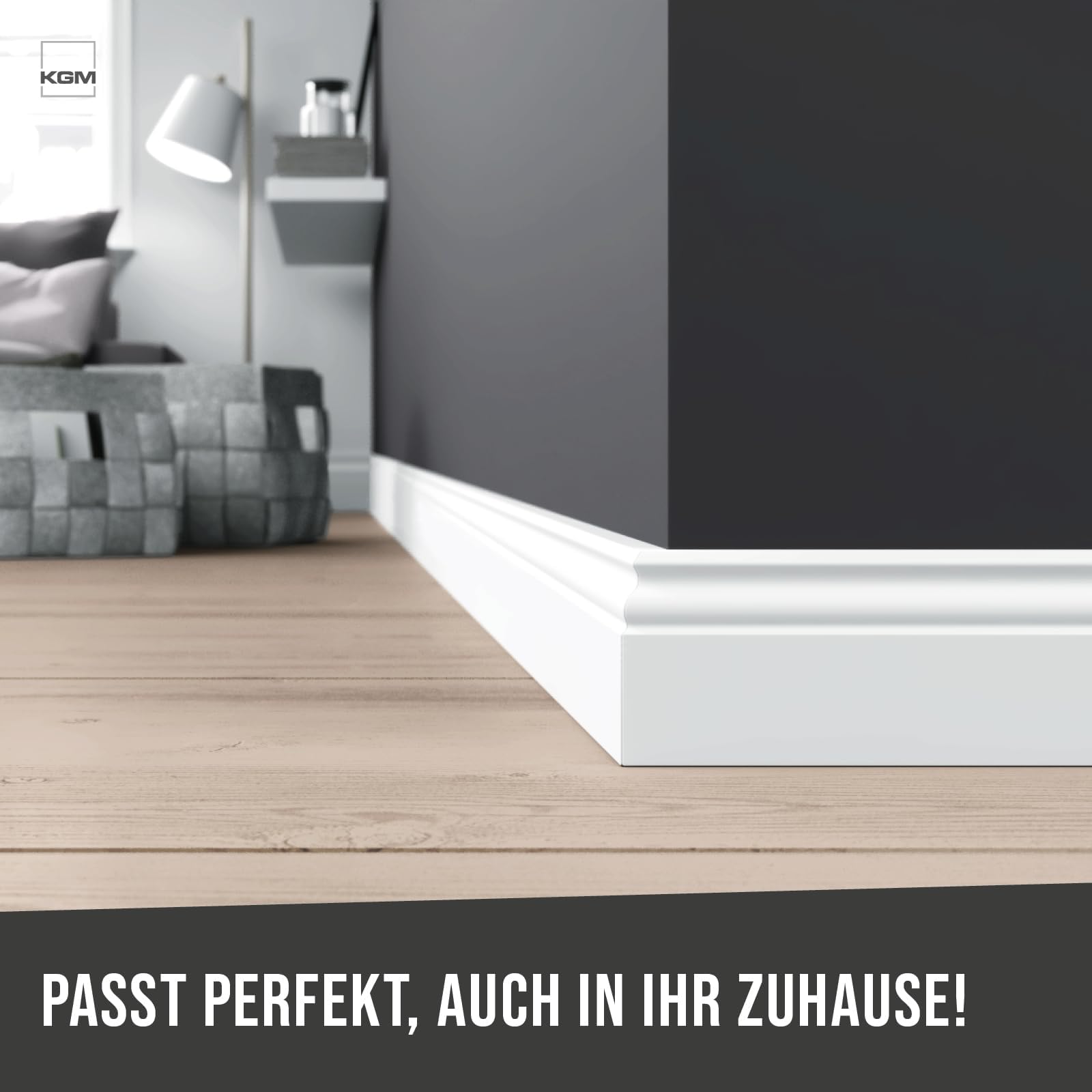 KGM Listwa Przypodłogowa Berliner Profil Altberliński – Listwa Berliner – Biała Folia MDF Listwa Podłogowa – Wymiary: 2400 x 19 x 60 mm – 10 Sztuk