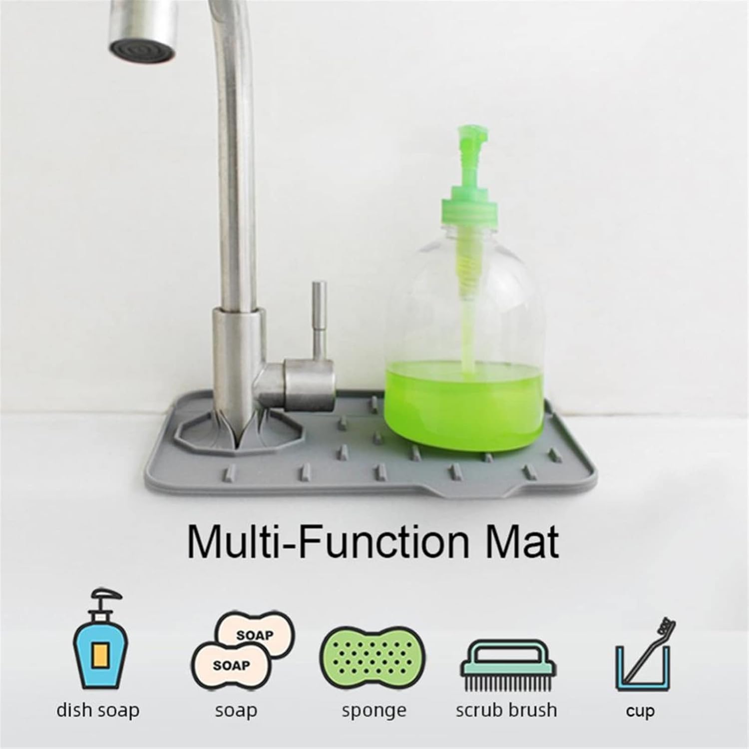XTYPE Silicone Faucet Mat Faucet Water Catcher Mat Kitchen Sink Splash Guard Water Draining Pads Countertop Faucet Drip Protector Mat (Color : Black)