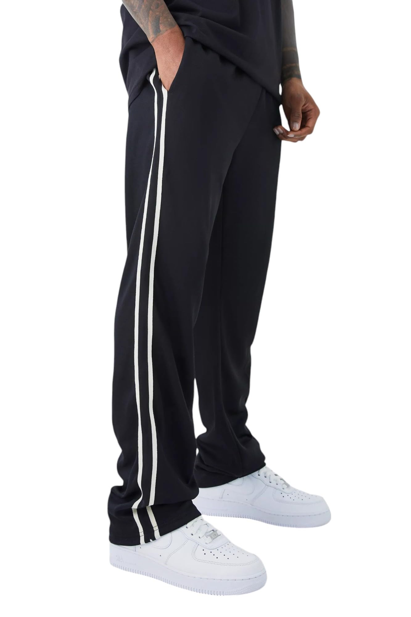 dockstreet Relaxed fit Long Length Trouser Style Drawstring Lounge Trousers for Men/Trending Sporty Style, Side Stripe Embellishment/Relaxed Casual Pants for Men-picture-14