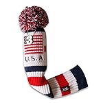 Craftsman Golf US Flag Knit Pom Pom White Blue Red Fairway Wood Head Cover Headcover for Callaway Mizuno Cobra Taylormade (3 Wood Cover)
