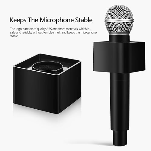 Miniatura 7 de Micrófono falso de plástico para juguete, micrófono falso de simulación de habla, micrófono con estación de bandera de micrófono, micrófono