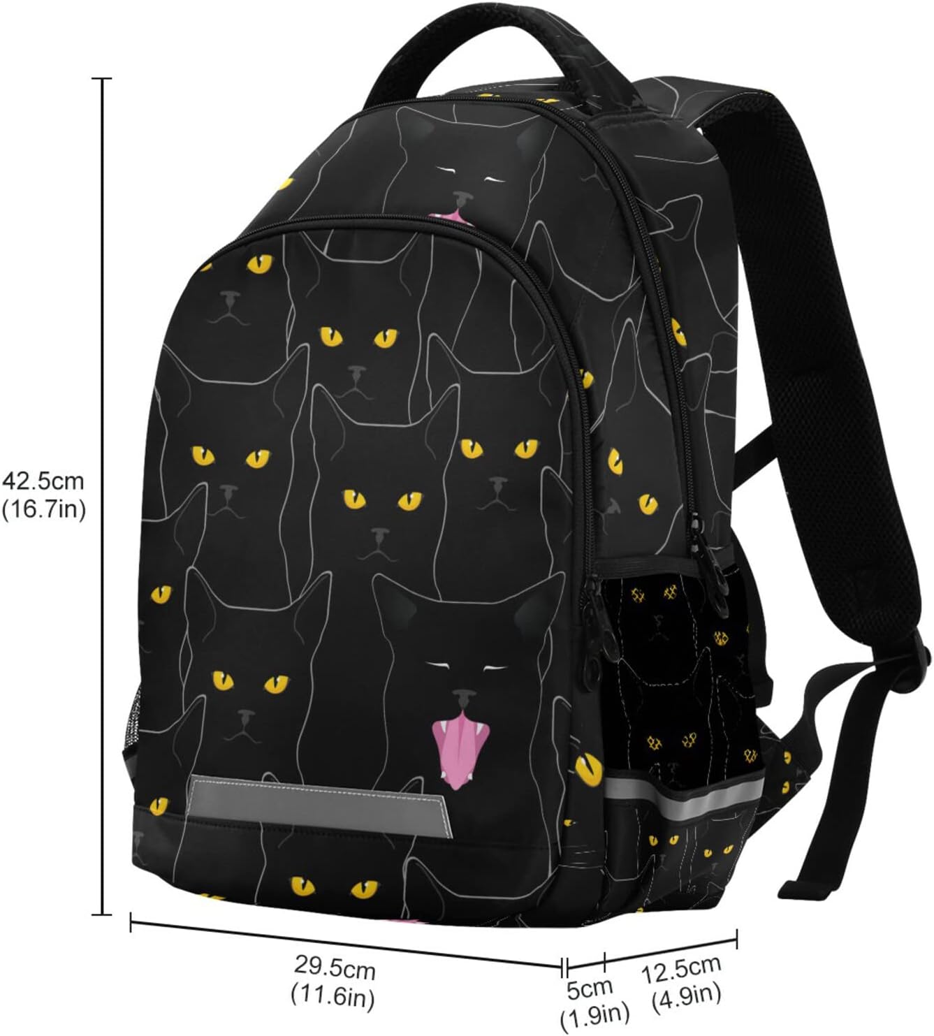 Sinestour Cute Black Cats School Backpack for Teen Bookbag for Middle School/High School/Teenagers/College Boys Girls Portable Wide shoulder strap Backpack - Image 3