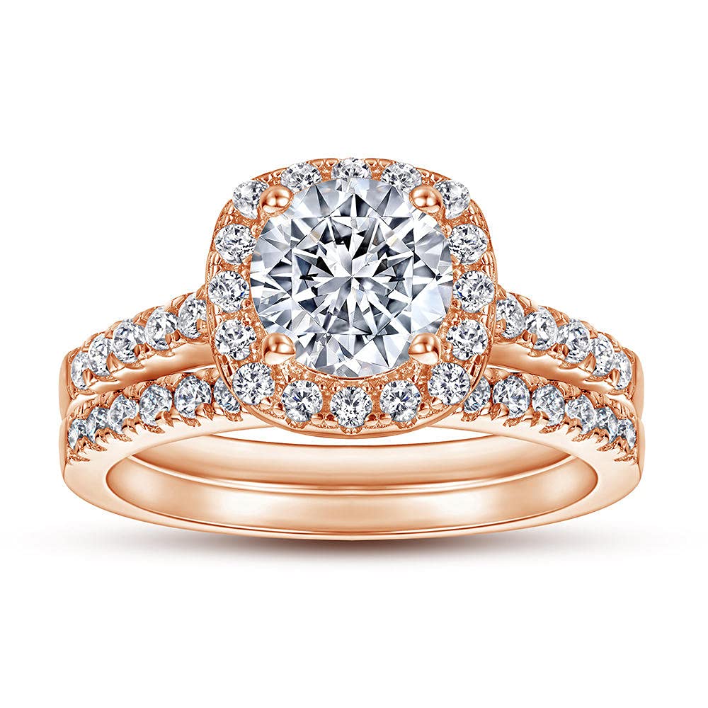 Silberring-Set, Verlobungsringe für Sie, platiniertes 925er-Sterlingsilber, Elegantes Temperament, einfache Persönlichkeit, eingelegte Zirkon-Eheringe für Frauen/Mädchen/Frau/Freundin-25_US-9