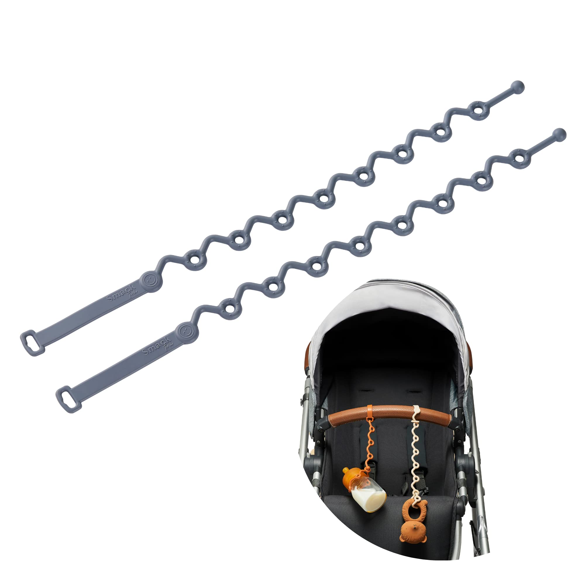 Toy Straps for baby - Keep toy, bottle & pacifier Off The Floor - Great for Stroller, High Chair and Car Seat - 2-Pack